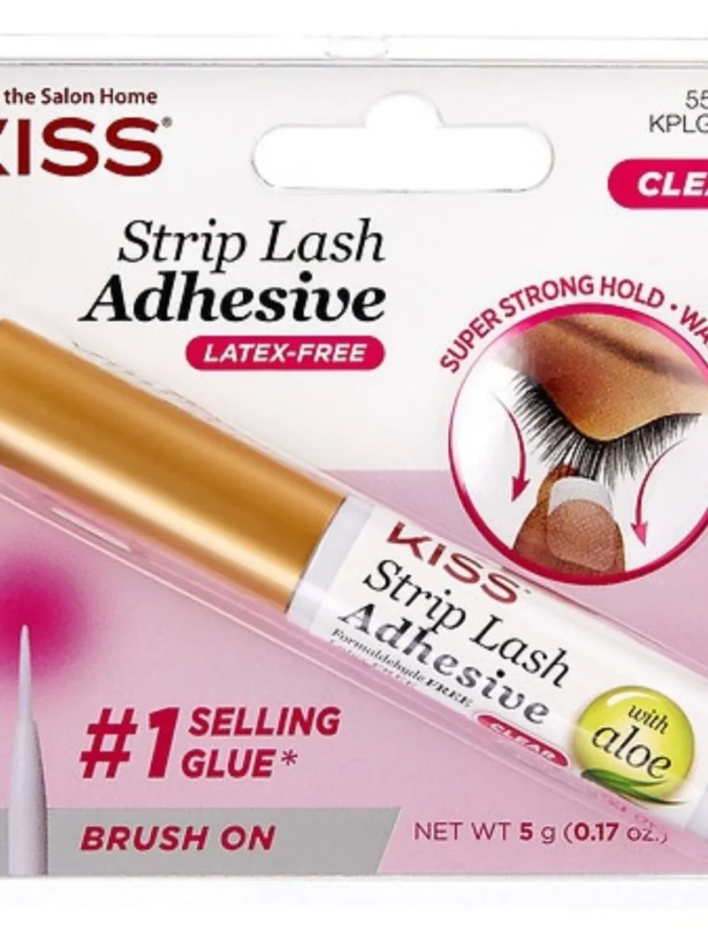 Kiss Latex Free Brush-on Strip Lash Adhesive with Aloe  Net Wt. 5g (0.17 Oz.) -